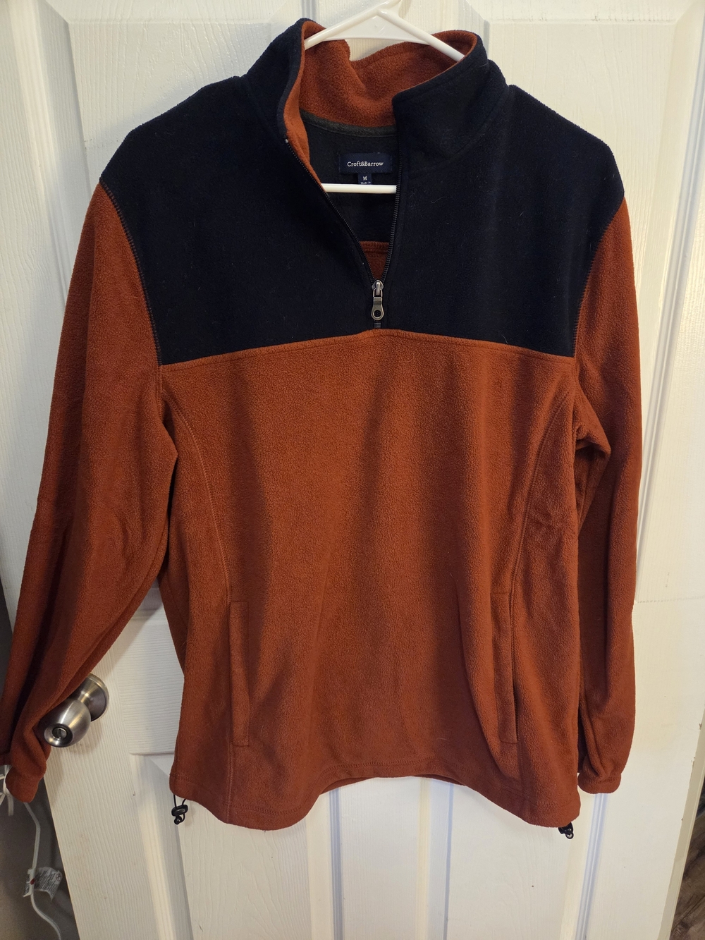 croft & barrow Men's Quarter-Zip Fleece Pullover - Rust and Black